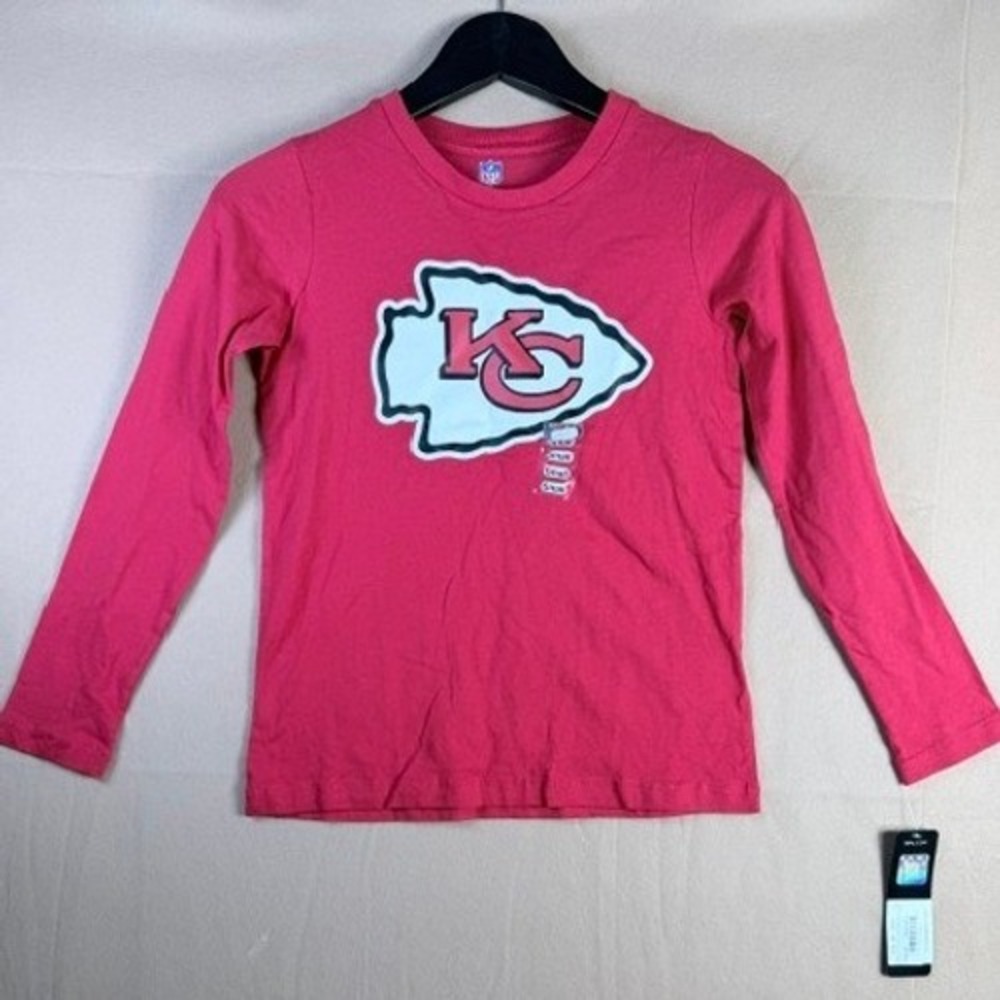 Kansas City Chiefs NFL kids Small Red Long Sleeve Logo Shirt NWT
